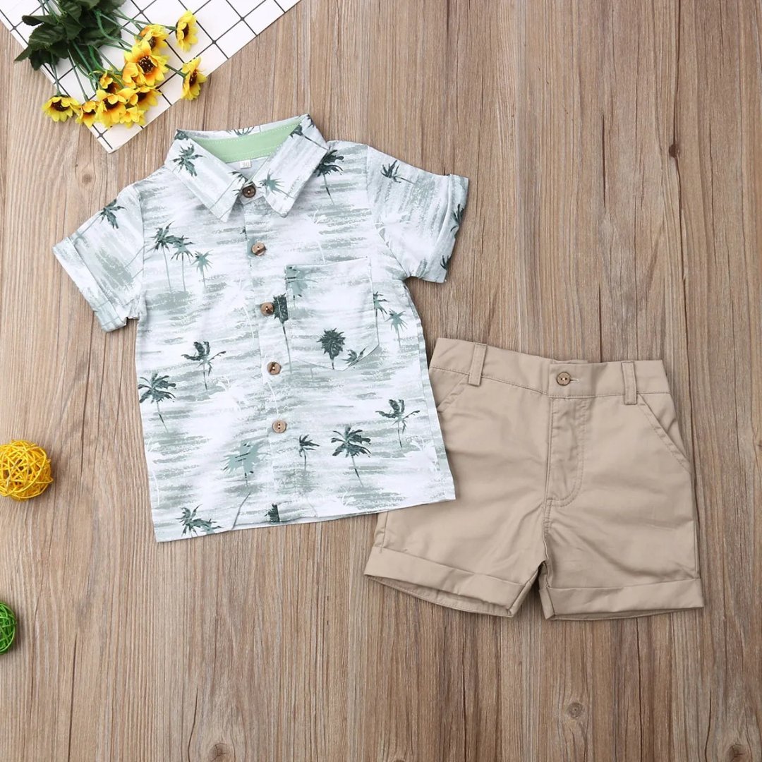 Conjunto Tropical para Bebê Menino Camisa Manga Curta e Shorts - 2 a 6 Anos - Varialle