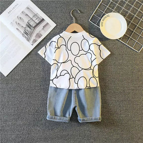 Conjunto Urso Aventureiro - Camiseta e Bermuda Jeans - Varialle