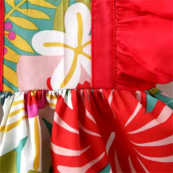 Conjunto Verão Bebê Menina: Vestido e Chapéu Estampa Tropical - 9 Meses a 3 Anos | LANÇAMENTO BLACK FRIDAY - Varialle