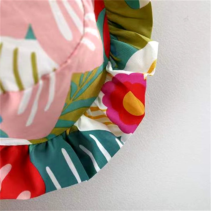 Conjunto Verão Bebê Menina: Vestido e Chapéu Estampa Tropical - 9 Meses a 3 Anos | LANÇAMENTO BLACK FRIDAY - Varialle