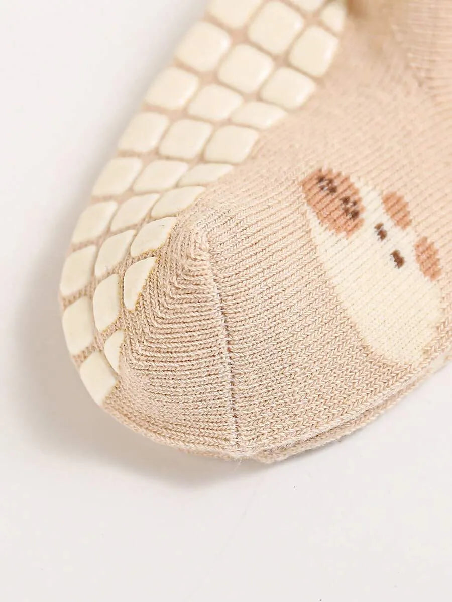 kit com 5 pares de meias antiderrapantes para bebê com estampa de bichinhos coloridos Varialle