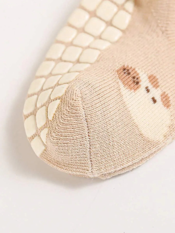 kit com 5 pares de meias antiderrapantes para bebê com estampa de bichinhos coloridos Varialle