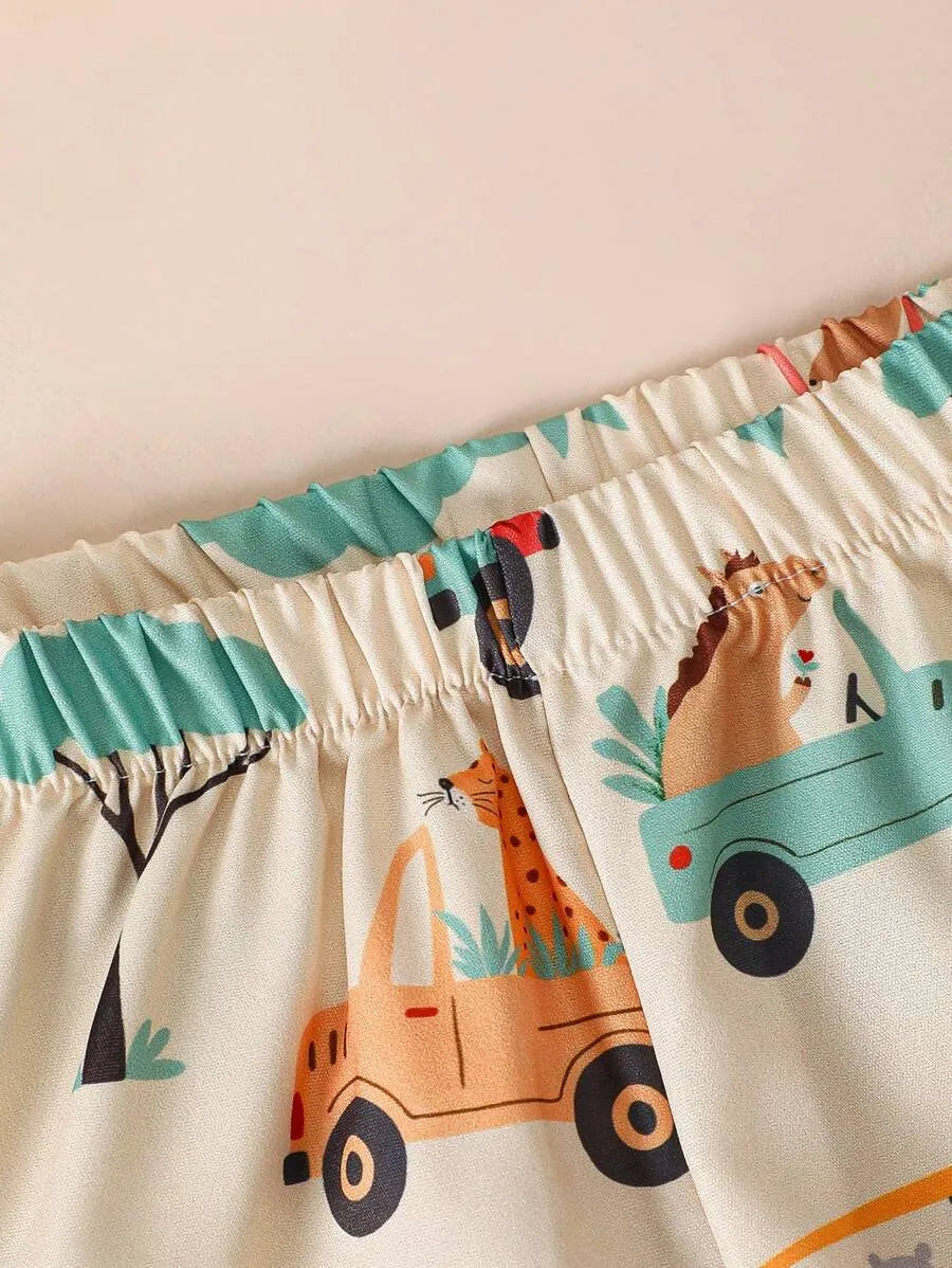conjunto safari estampado para bebe menino com camiseta e short Varialle