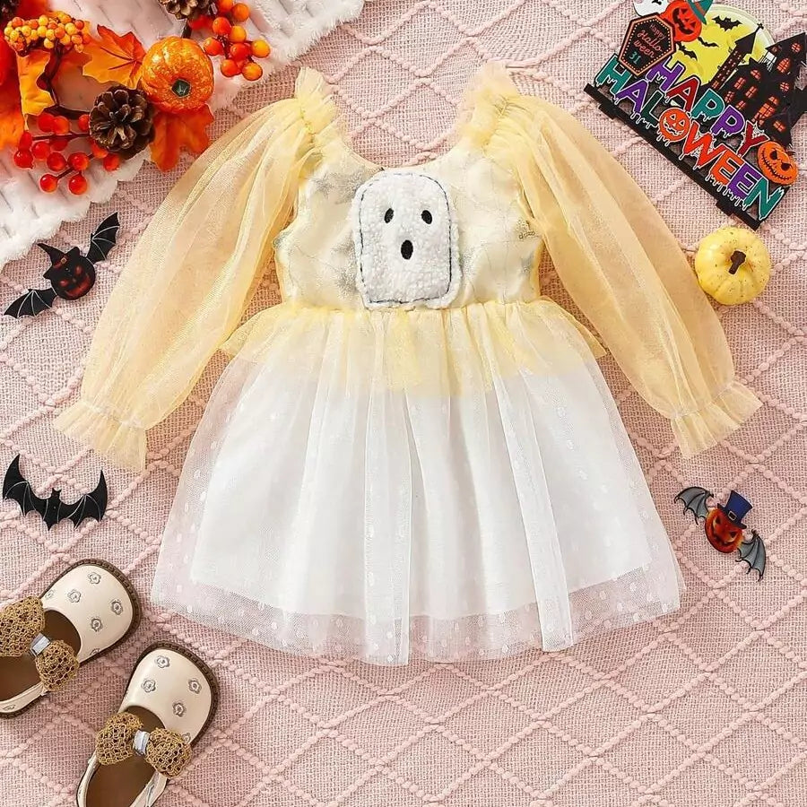 Fantasia Infantil Feminina Halloween Fantasminha Bebê 6 a 24 Meses