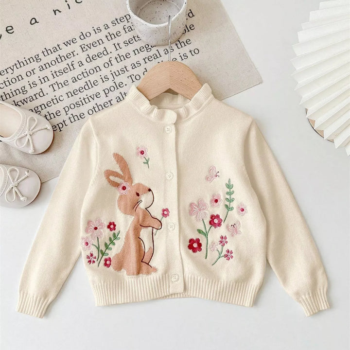 Cardigan de Tricô Bordado Coelhinho 6M a 3A
