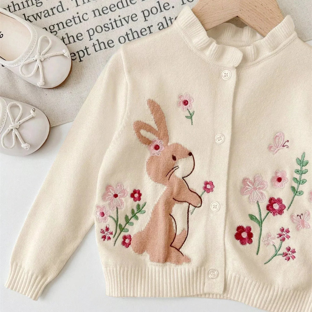 Cardigan de Tricô Bordado Coelhinho 6M a 3A