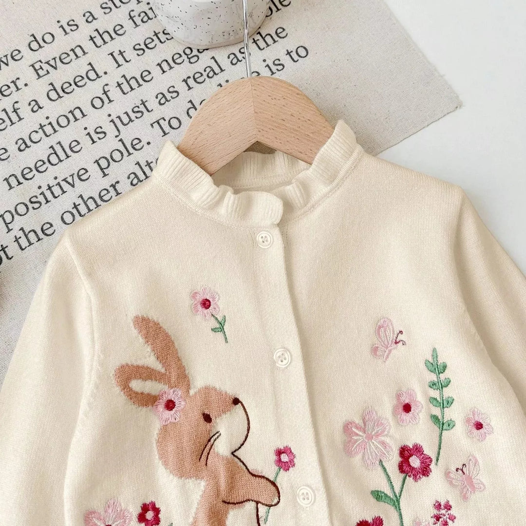Cardigan de Tricô Bordado Coelhinho 6M a 3A
