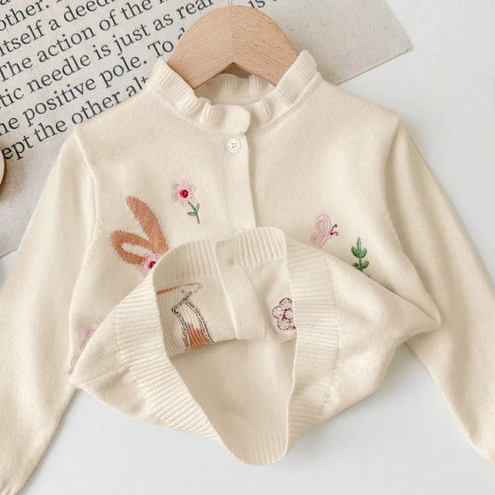 Cardigan de Tricô Bordado Coelhinho 6M a 3A