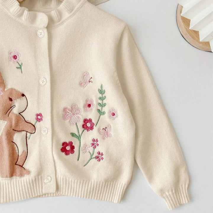 Cardigan de Tricô Bordado Coelhinho 6M a 3A