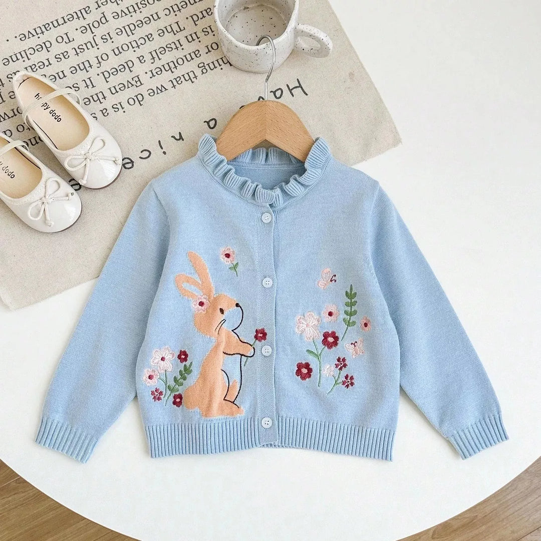 Cardigan de Tricô Bordado Coelhinho 6M a 3A