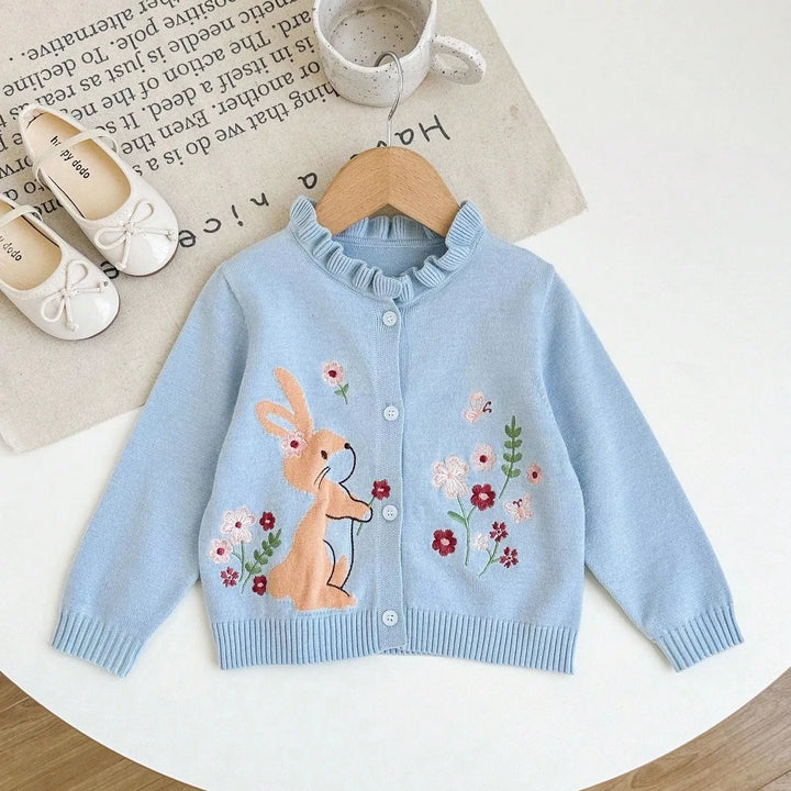 Cardigan de Tricô Bordado Coelhinho 6M a 3A