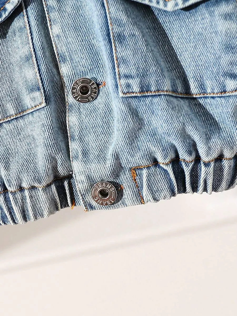 Jaqueta Jeans Infantil Feminina Forrada em Pelúcia – 6 Meses a 3 Anos