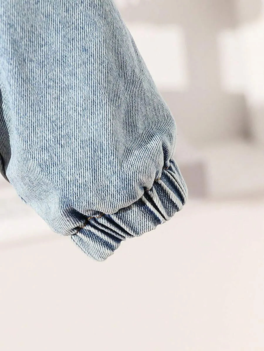 Jaqueta Jeans Infantil Feminina Forrada em Pelúcia – 6 Meses a 3 Anos