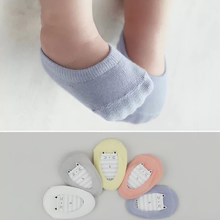 Kit 5 Pares Meias Invisíveis Antiderrapantes para Bebê em Algodão - Conforto e Segurança - Varialle