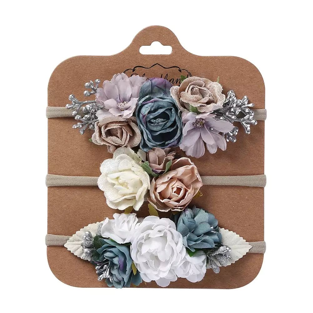 Kit Tiaras Florais para Bebês - Delicadeza em 3 Peças - Varialle