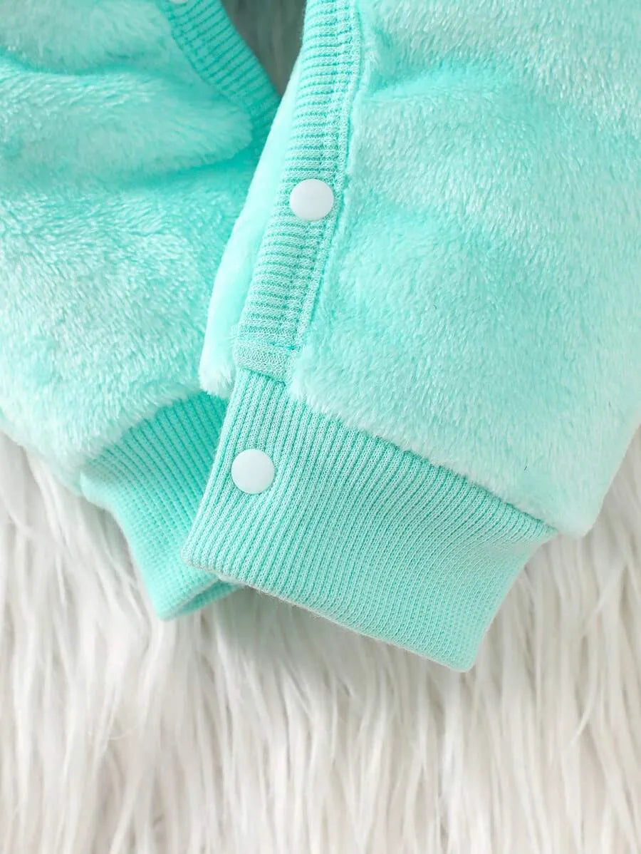 macacão fleece verde com botões de abertura para troca fácil Varialle