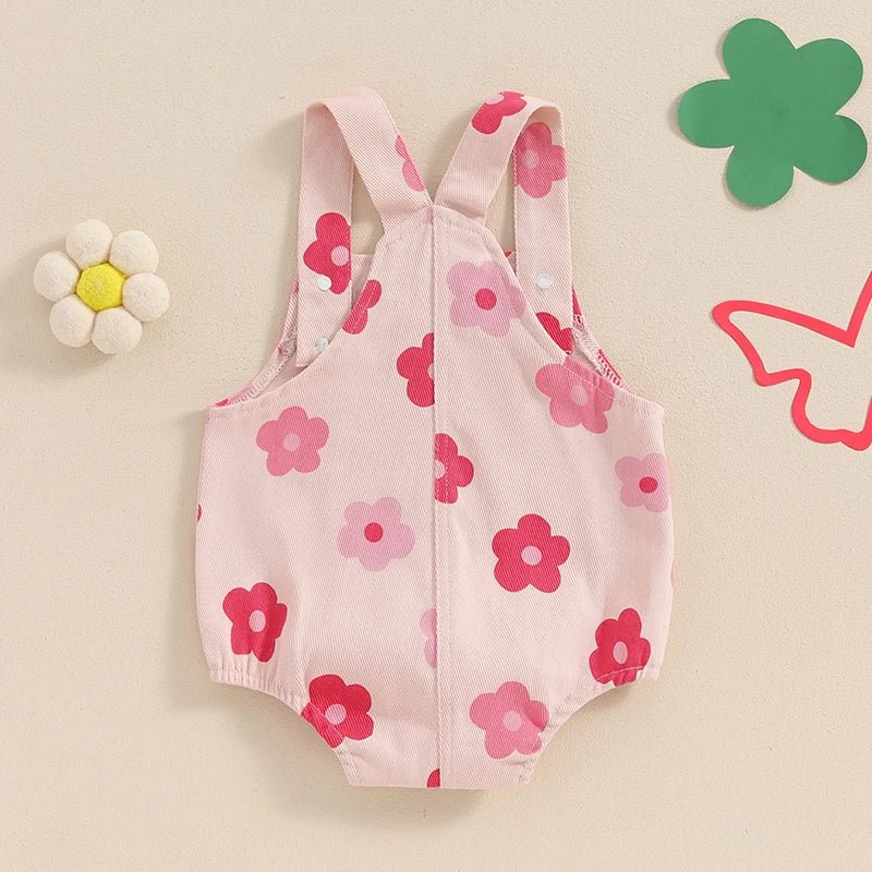 Macacão Jeans Florido Sem Mangas para Bebê Menina 0 - 18 Meses - Varialle