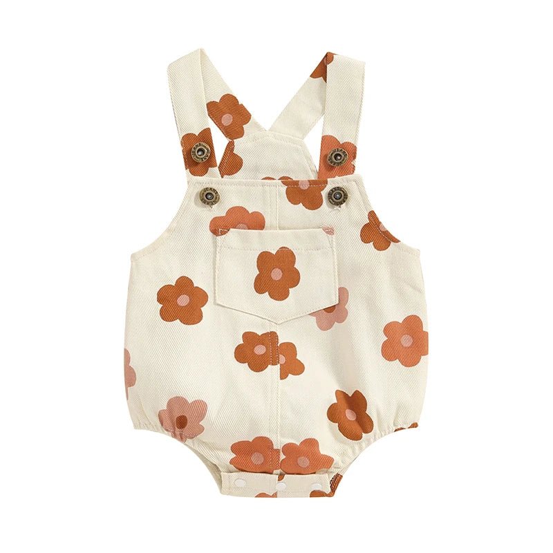 Macacão Jeans Florido Sem Mangas para Bebê Menina 0 - 18 Meses - Varialle