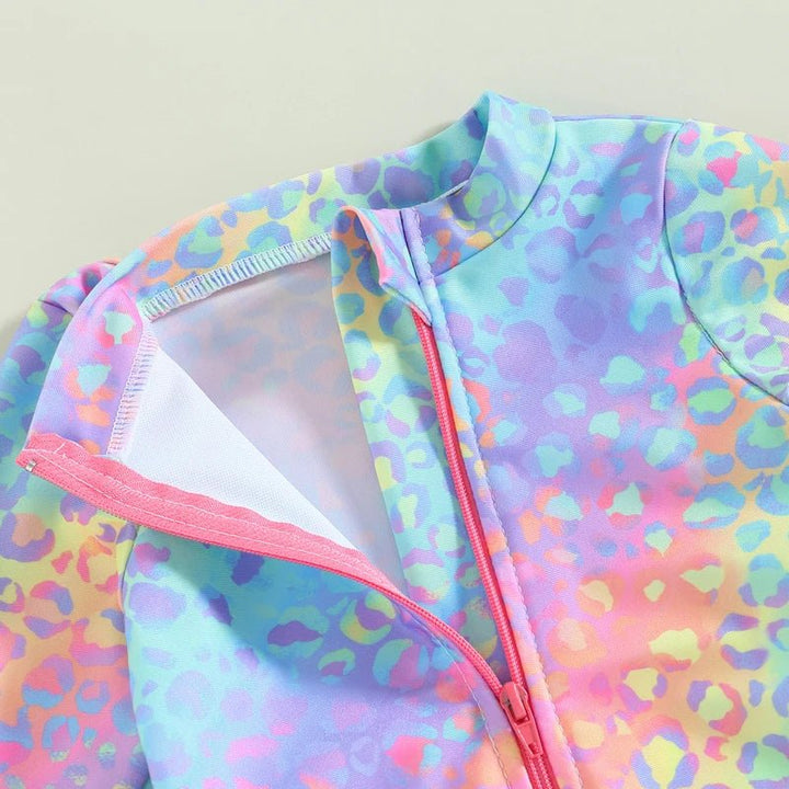 Maiô Infantil Neon com Zíper, Estampa Animal Print - 1 a 6 Anos - Varialle