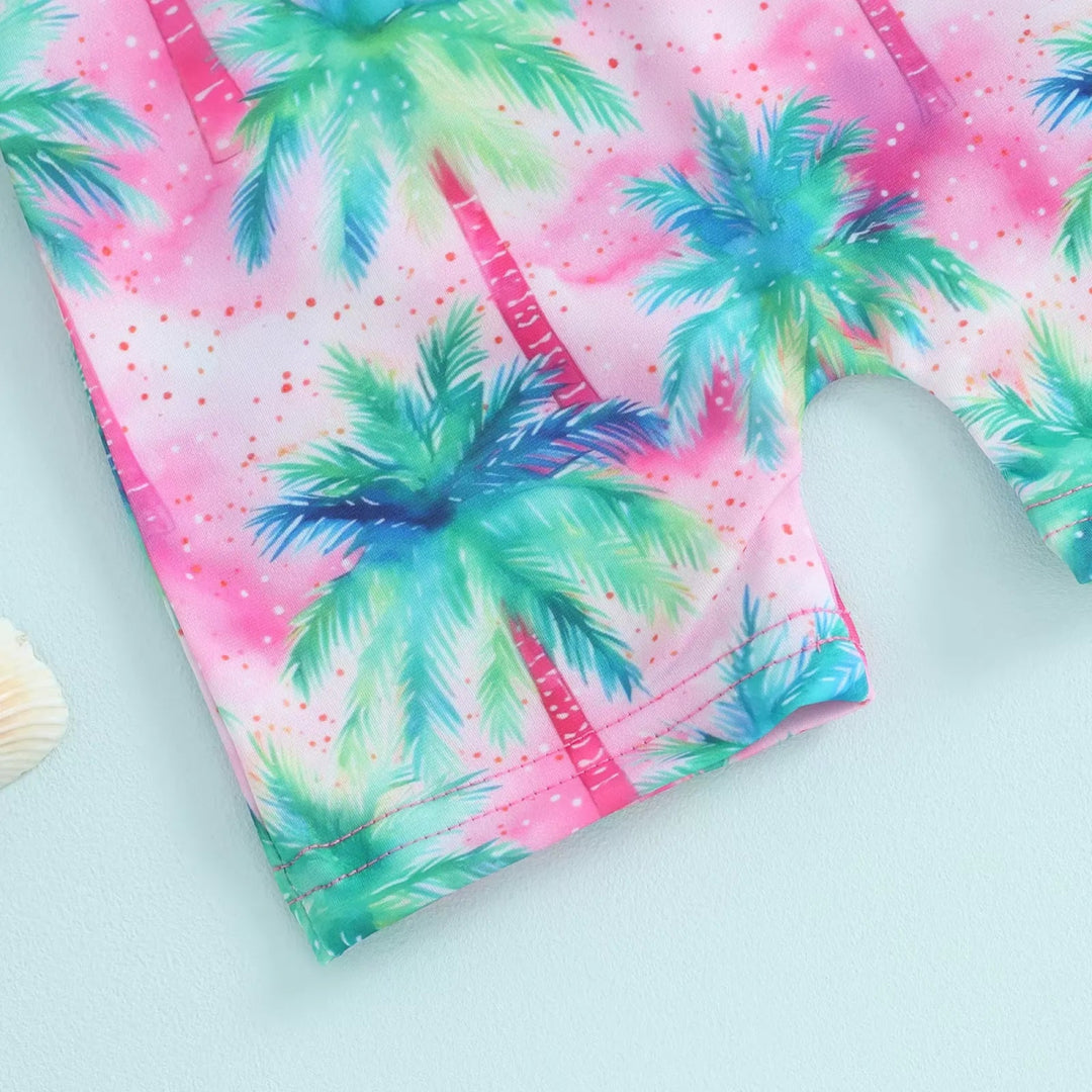 Maiô Infantil Unissex com Zíper - Estampas Coloridas e Chapéu 0 a 3 Anos - Varialle