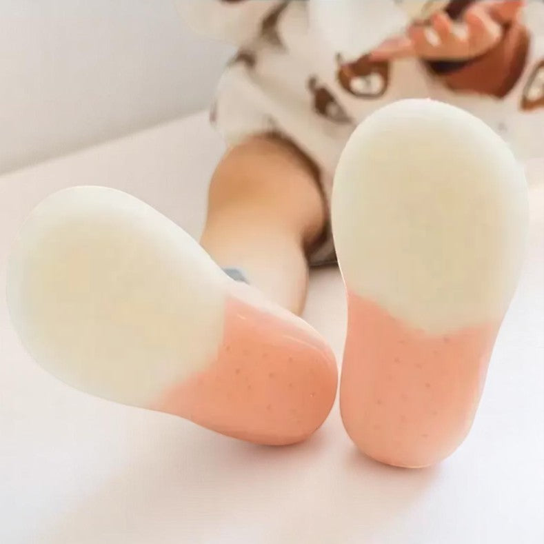 meia com sola antiderrapante respirável para bebê de 6 meses a 3 anos com estampa animal Varialle