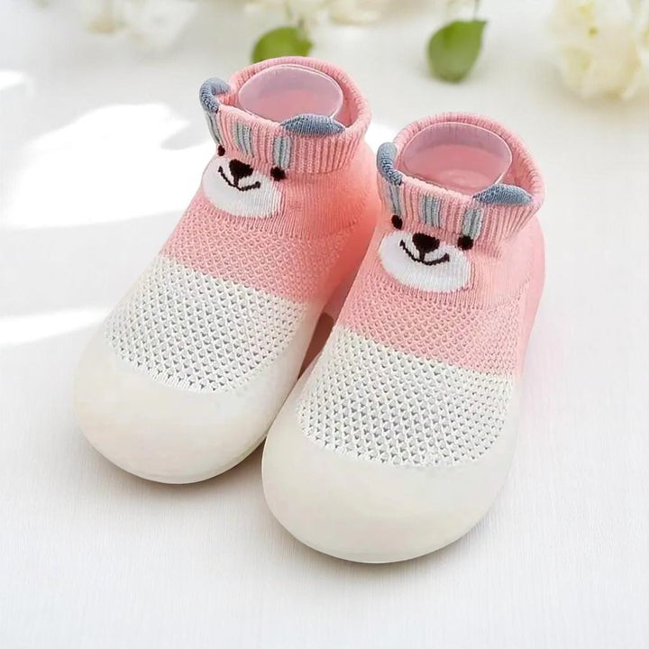 meia com sola antiderrapante respirável para bebê de 6 meses a 3 anos com estampa animal Varialle