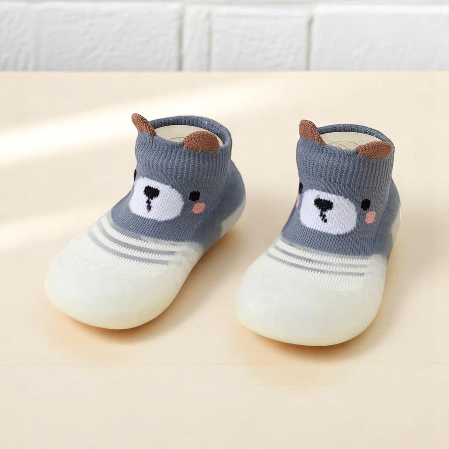 meia com sola antiderrapante respirável para bebê de 6 meses a 3 anos com estampa animal Varialle