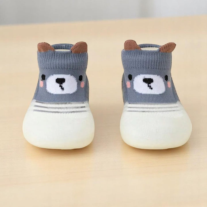 meia com sola antiderrapante respirável para bebê de 6 meses a 3 anos com estampa animal Varialle