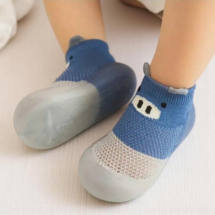 meia com sola antiderrapante respirável para bebê de 6 meses a 3 anos com estampa animal Varialle