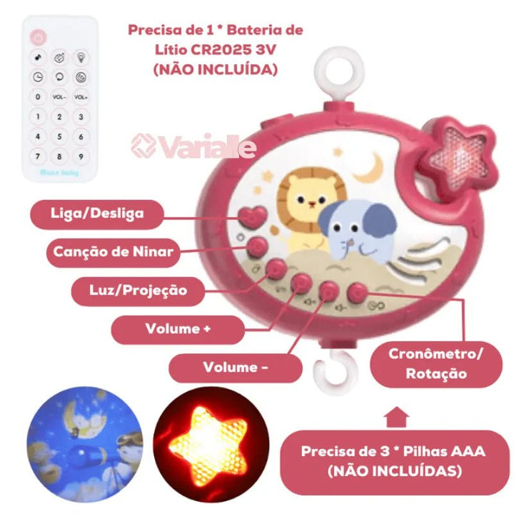 Móbile para Berço Infantil Musical com Controle Remoto - Varialle