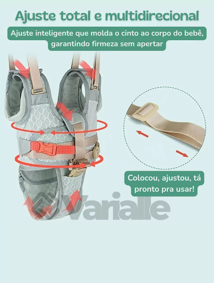 Ajuste multidirecional do Passinhos Baby para encaixe perfeito no corpo do bebê.