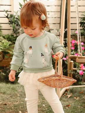 conjunto infantil para meninas com moletom de bailarina e calça com tule delicado Varialle