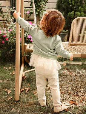 conjunto infantil para meninas com moletom de bailarina e calça com tule delicado Varialle