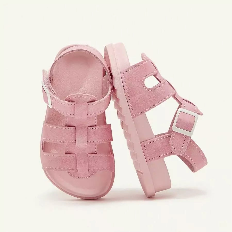 Sandália Infantil Feminina Rosa Chiclete com Fivela