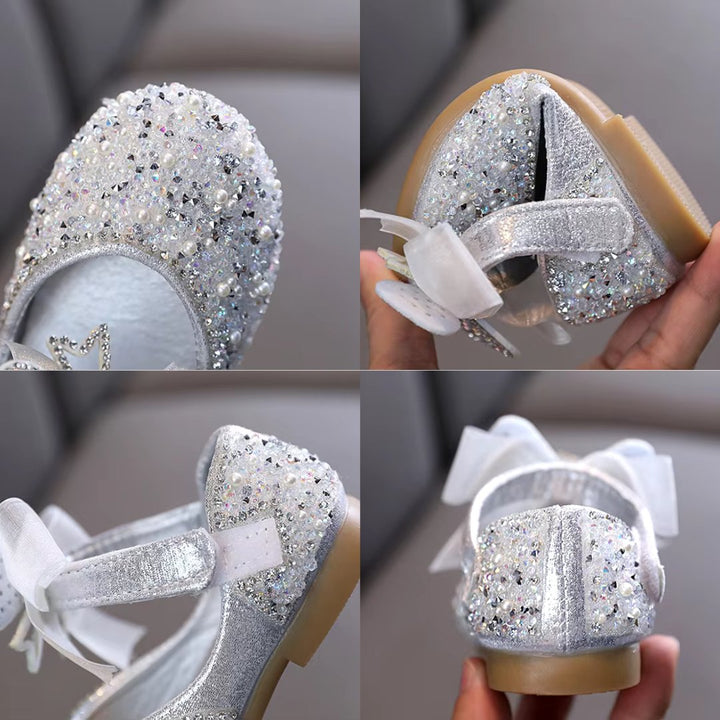 Sapatilha Infantil com Lantejoulas e Laço para Meninas - Varialle