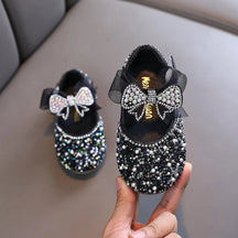 Sapatilha Infantil com Lantejoulas e Laço para Meninas - Varialle