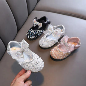 Sapatilha Infantil com Lantejoulas e Laço para Meninas - Varialle