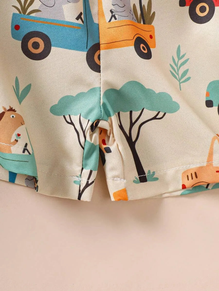 conjunto safari estampado para bebe menino com camiseta e short Varialle