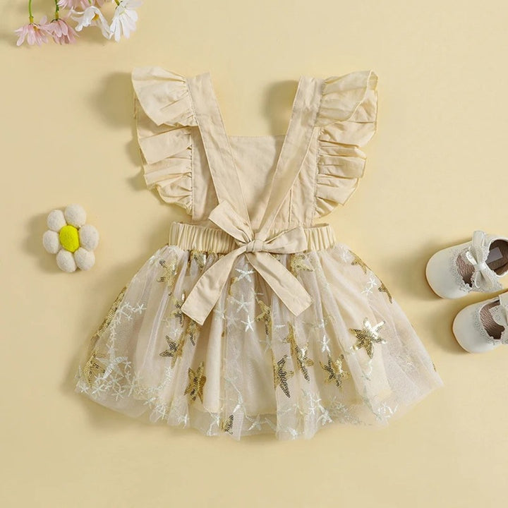 Vestido Bebê Menina com Saia de Tule e Bordado de Estrelas - 6 a 24 Meses - Varialle
