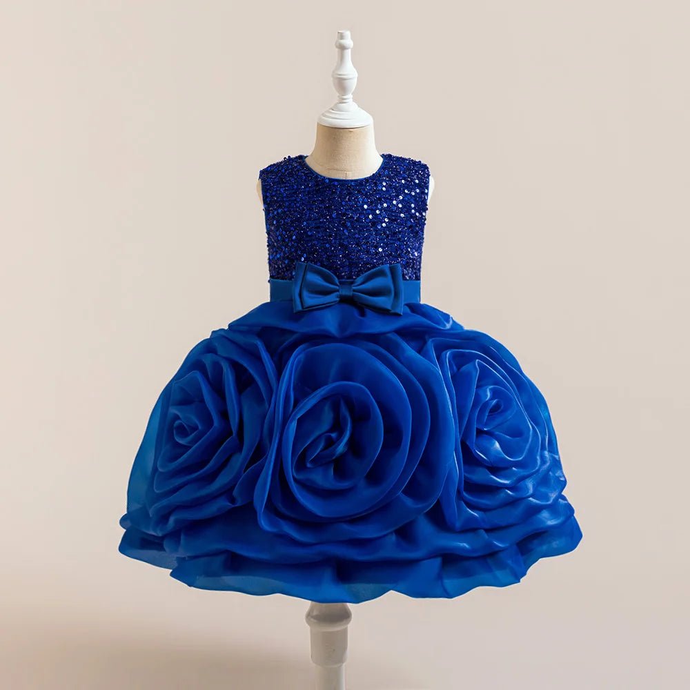 Vestido de Festa Infantil com Lantejoulas e Flores - Varialle