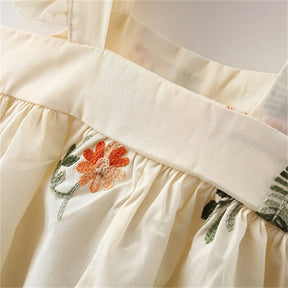 Vestido de Verão Floral para Meninas 0 a 3 Anos - Manga Voadora e Bordado | LANÇAMENTO BLACK FRIDAY - Varialle