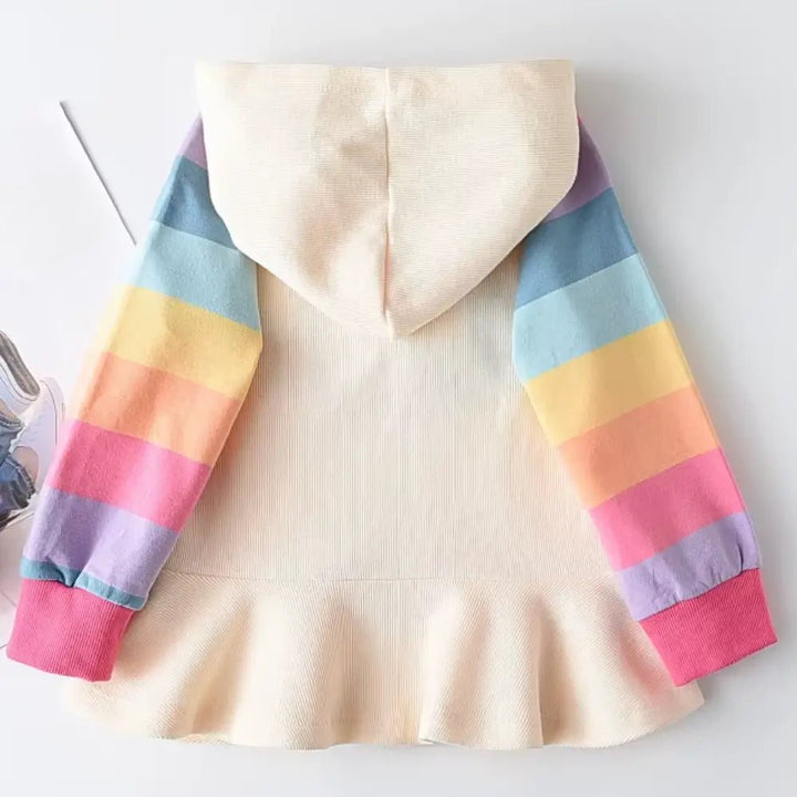 Vestido Infantil Arco - Íris com Capuz - Primavera e Outono - Varialle