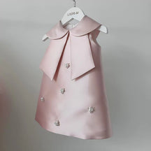 Vestido Infantil de Algodão Acetinado com Pérolas - 12 Meses a 6 Anos - Varialle