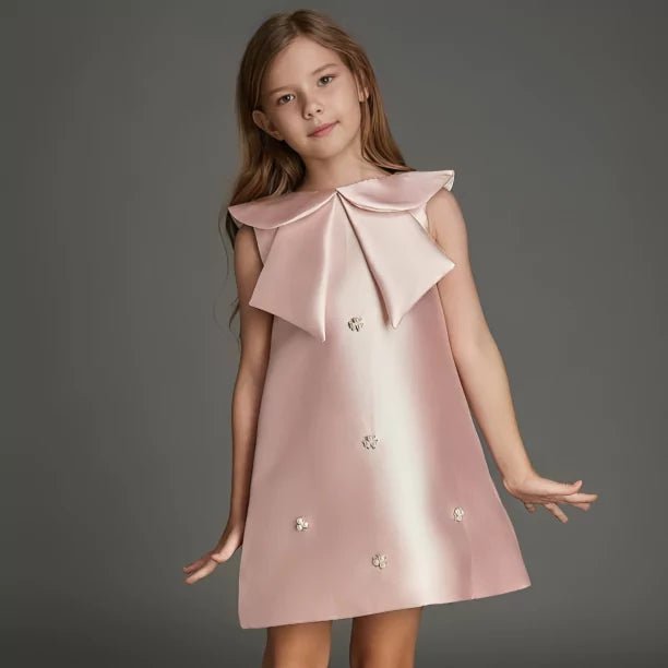 Vestido Infantil de Algodão Acetinado com Pérolas - 12 Meses a 6 Anos - Varialle