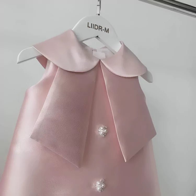 Vestido Infantil de Algodão Acetinado com Pérolas - 12 Meses a 6 Anos - Varialle