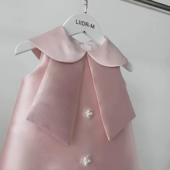 Vestido Infantil de Algodão Acetinado com Pérolas - 12 Meses a 6 Anos - Varialle