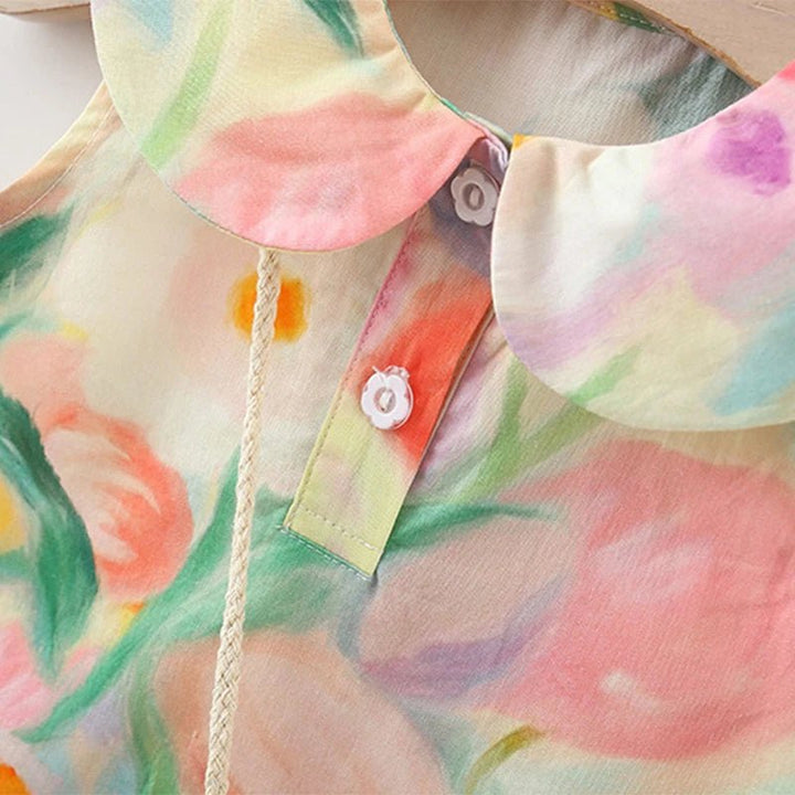 Vestido Infantil Floral Colorido com Bolsa - Varialle