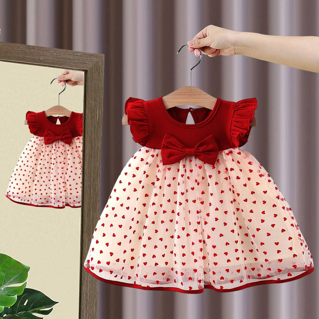 Vestido Infantil Natal Corações - Baby Maria - 9 Meses a 3 Anos - Varialle