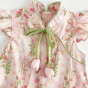 Vestido Infantil Tulipa de Verão com Bordado Delicado 9 Meses a 4 Anos - Varialle