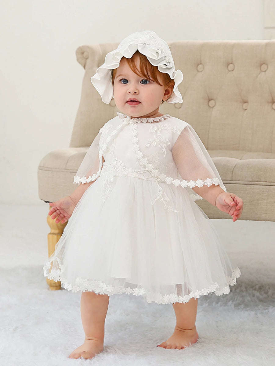 Vestido Princesa Floral de Cetim com Capuz e Capa em Renda - Varialle